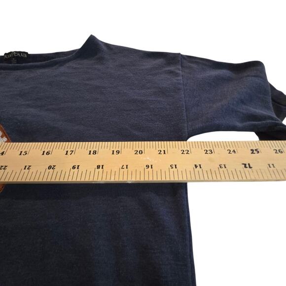 Women’s Medium Bua Bua Blue Sequin Football 3/4 Sleeve Pullover Tunic Top - Picture 11 of 16